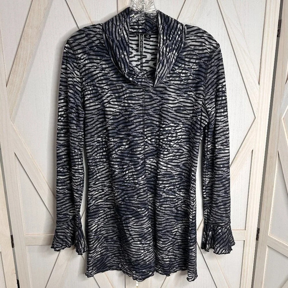 Sno Skins Crinkle Cowl Neck Long Sleeve Top with Lettuce Edge - Picture 1 of 4